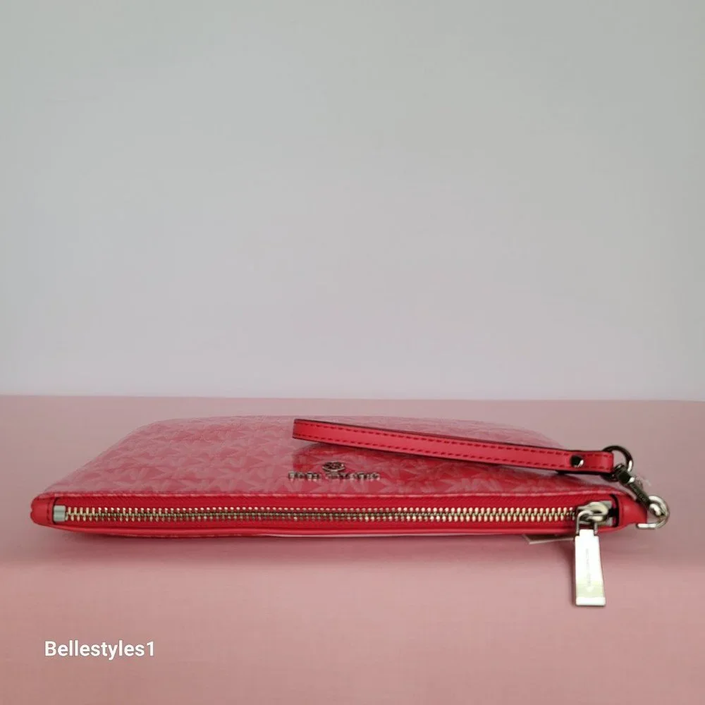 MICHAEL KORS Signature Logo Jet Set Large Top Zip Pouch/Wristlet- Geranium ⭐ - Picture 10 of 16